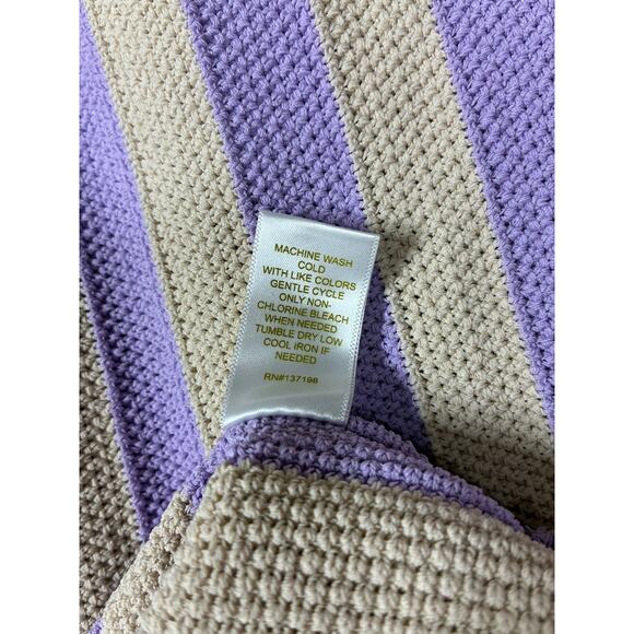 House of Harlow Striped Knit Bodycon Dress Small Stretchy Purple Cream - Picture 15 of 15